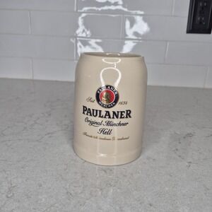 Paulaner Munich Ceramic Beer Mug Stein Carabiner Handle Oktoberfest Promo 5"‎